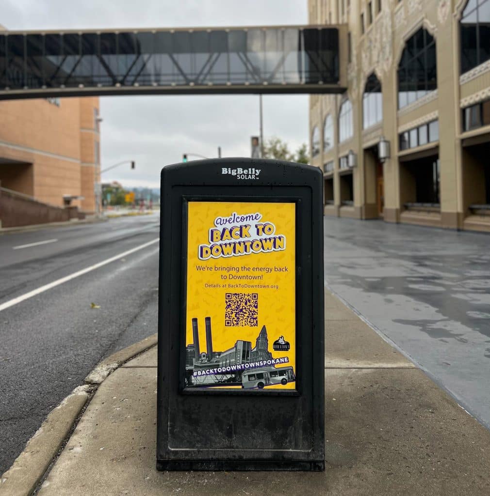 Downtown Spokane Partnership Big Belly Garbage Can Branded Wrap