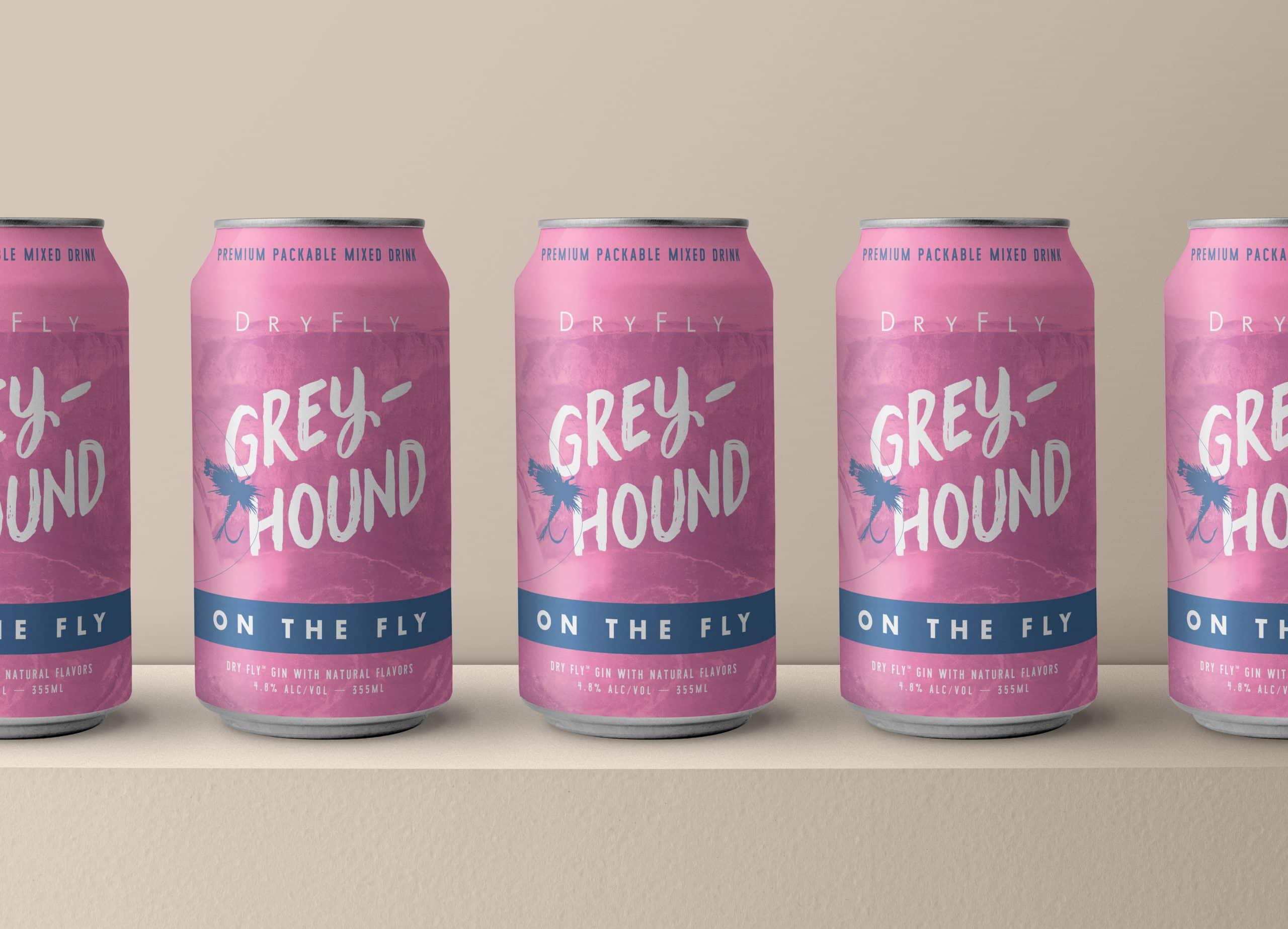 Line Up of Dry Fly Distilling Greyhound Canned Cocktail