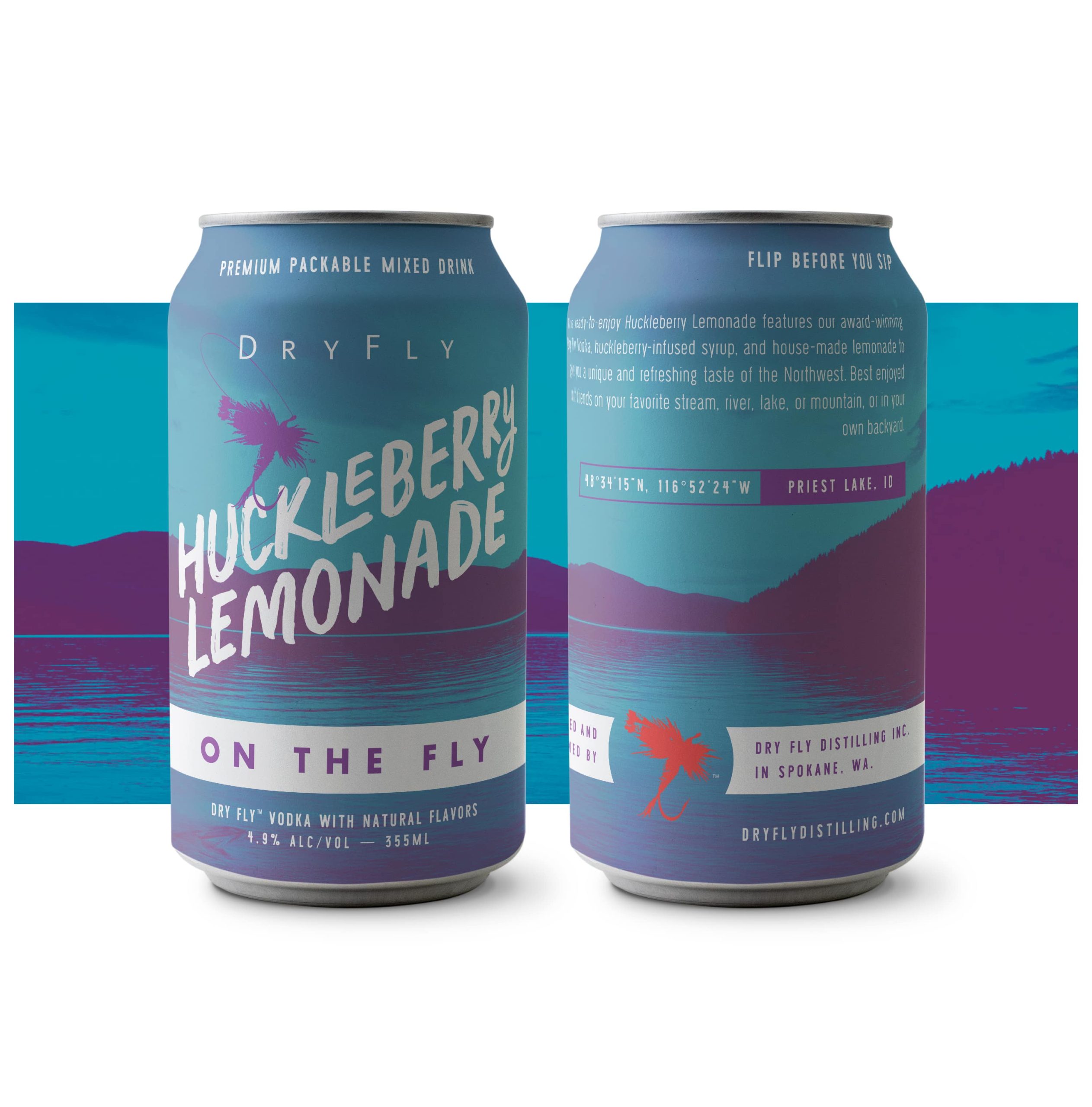 Dry Fly Distilling Huckleberry Lemonade Canned Cocktail Packaging Design