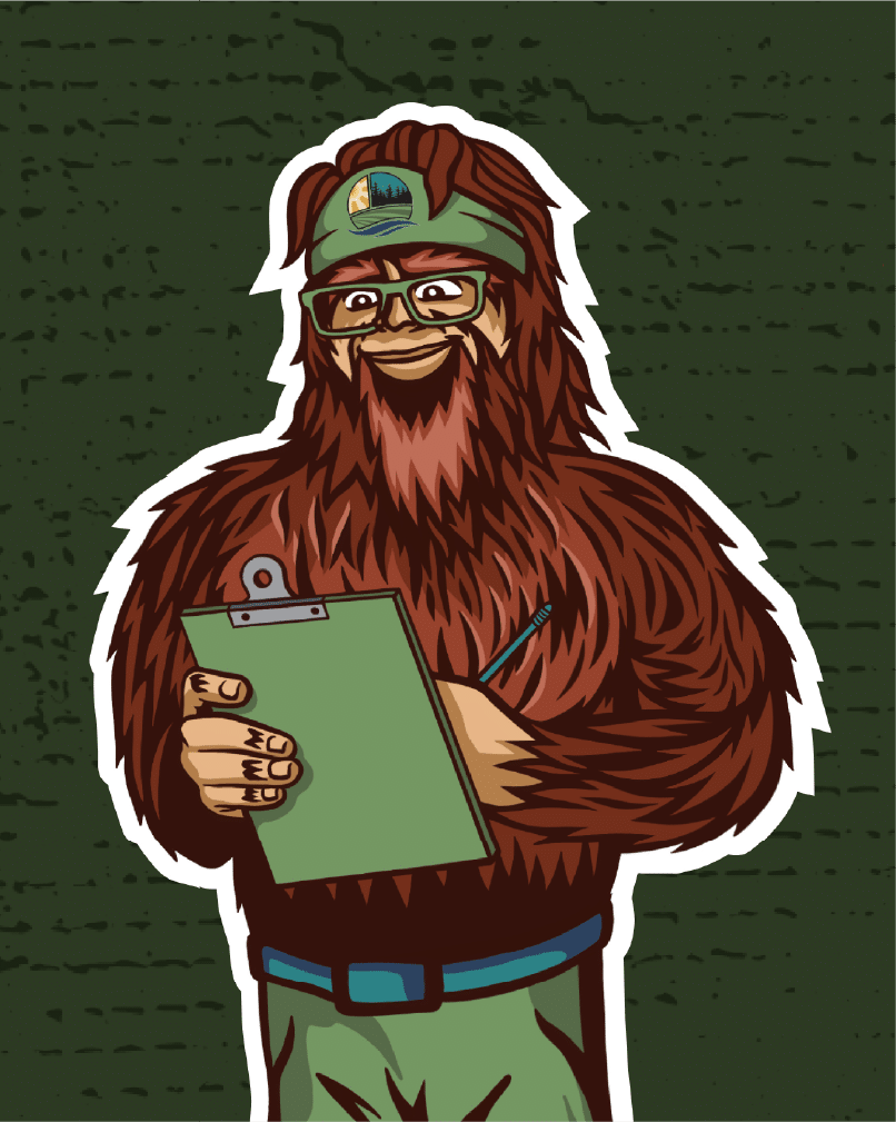 Bigfoot with clipboard.