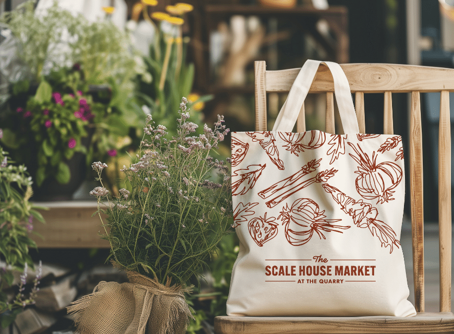 The Scale House canvas tote bag mockup