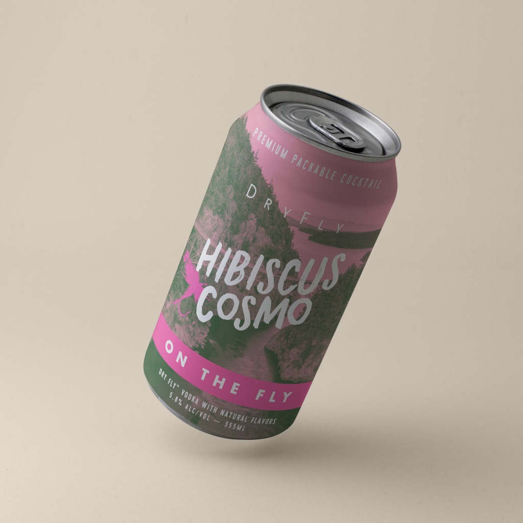 DryFly Canned Cocktails Hibiscus Cosmo can mockup