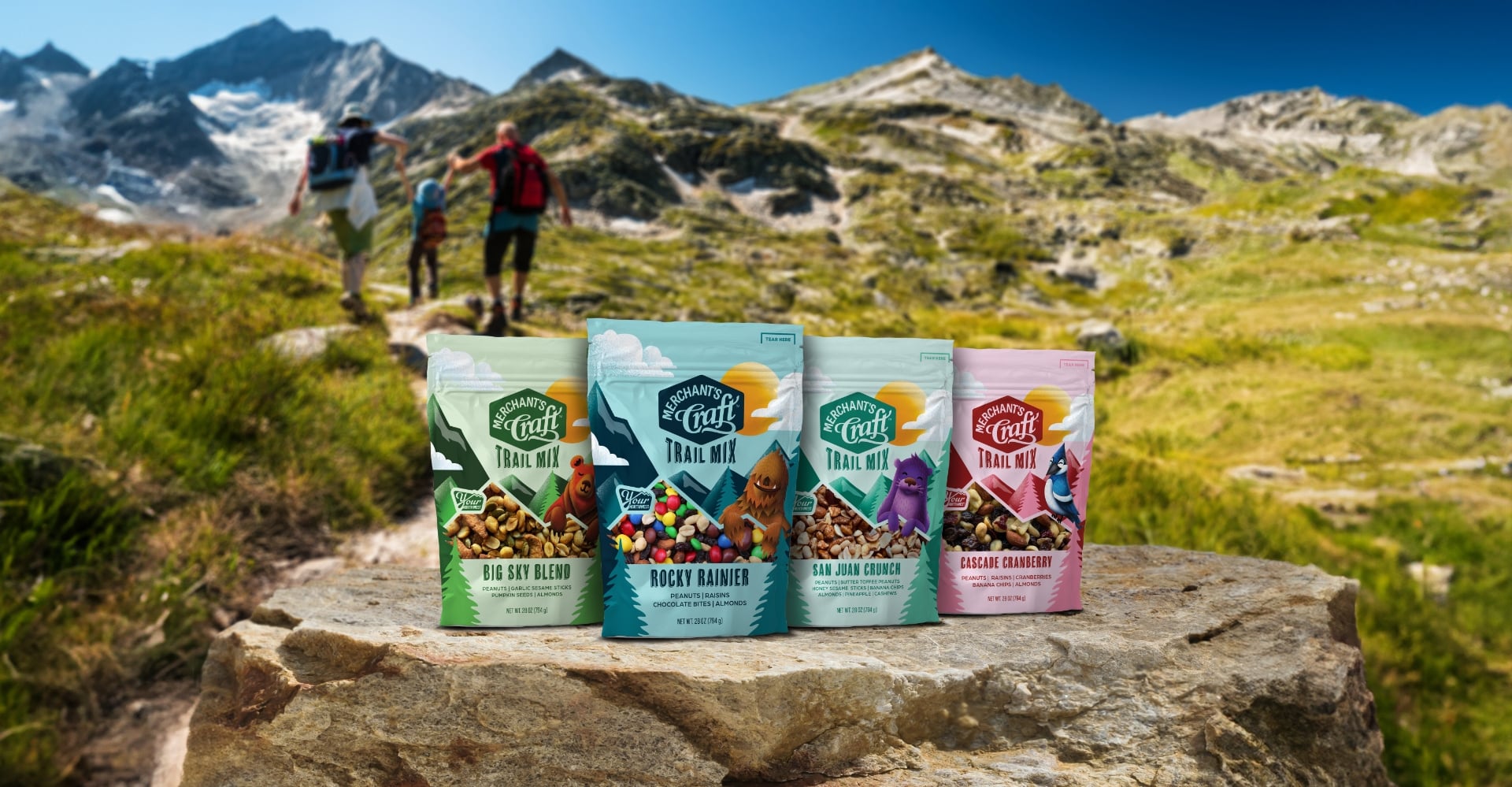 Merchant's craft trail mix mountain background