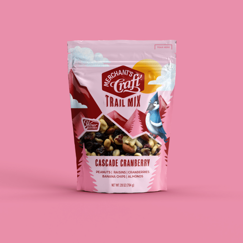 Merchant's craft trail mix pouch cascade cranberry mockup