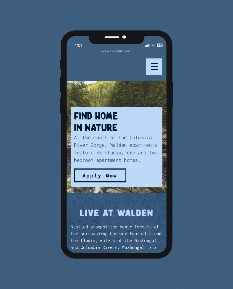 Walden mobile web mockup